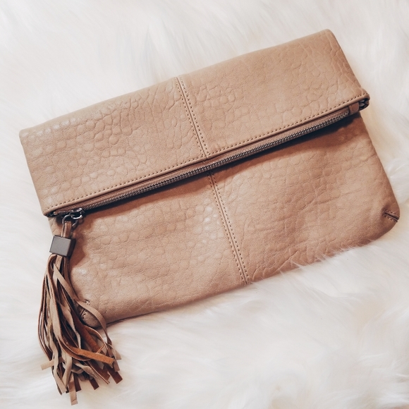 Moda Luxe Handbags - Moda Luxe Leather Fold Over Clutch